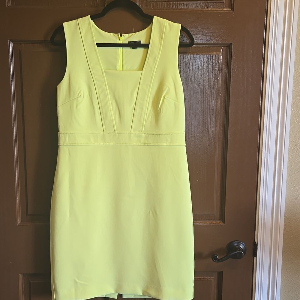 Ann Taylor-Hot green fitted stretchy sleeveless square neck dress Sz 10 P